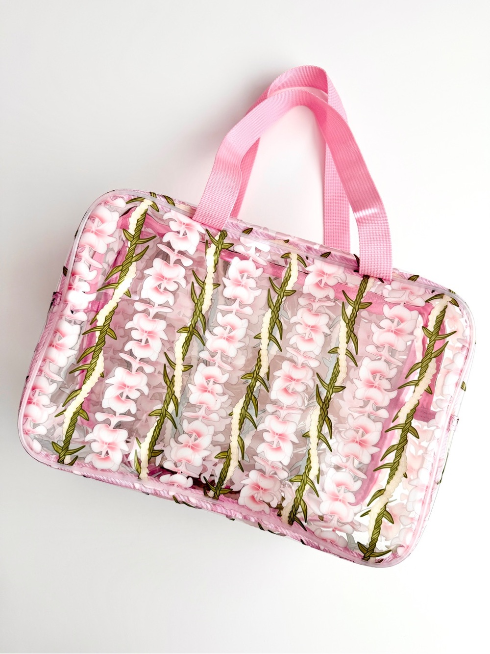 NWOT Hekili Designs Pink Lei Magical Clear Bag